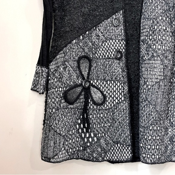 NWT Sioni Wool/Mohair Patchwork Sweater Coat - Picture 3 of 16